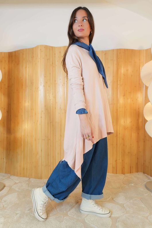 Mabel Dip Side Stretch Fine Knit Rose /30=